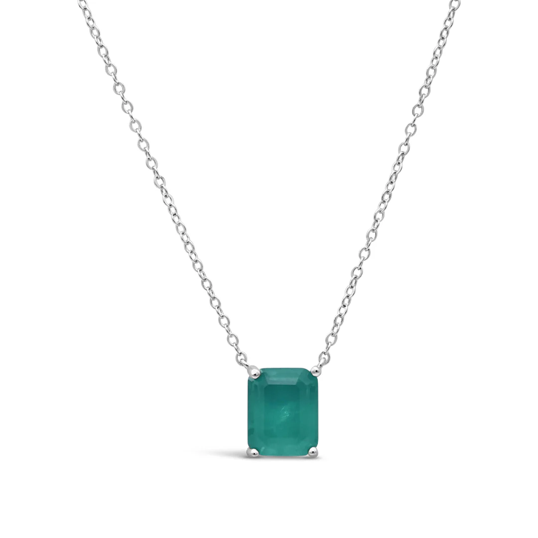 Princess Cut Tourmaline Silver Necklace