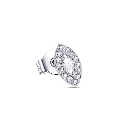 marquise halo setting stud Silver earring