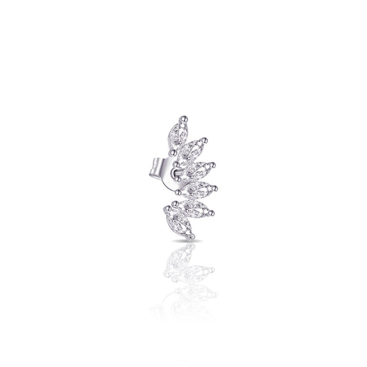 marquise stones curved Silver stud