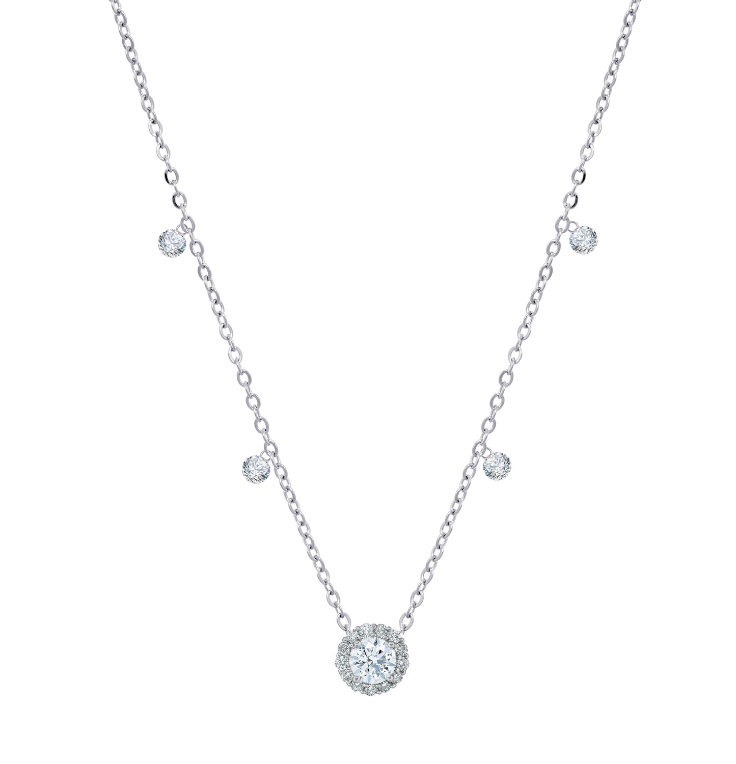 Round Cut Charms Silver Necklace