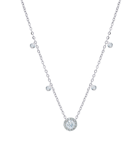 Round Cut Charms Silver Necklace