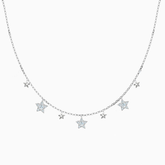 Dangle Star Charms Necklace in Sterling Silver