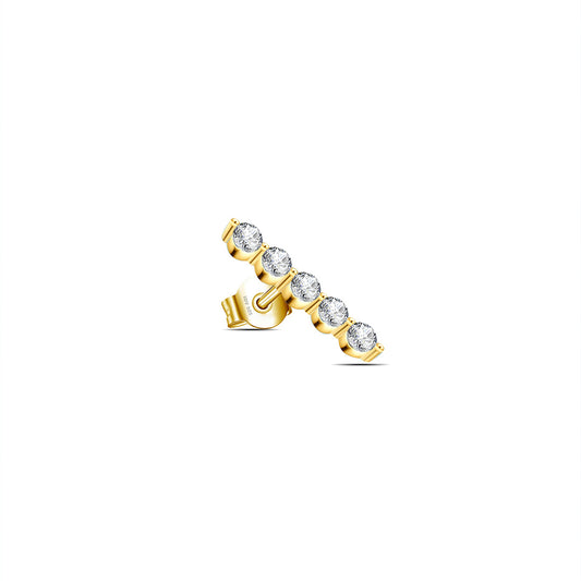 five stones bar stud Silver earring